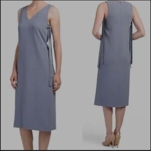 THEORY NWT BRISK BLUE NATIA MAXYNE CREPE SIDE SPLIT MIDI DRESS